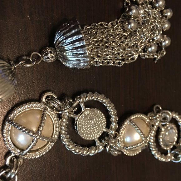 Tassel Belt Long necklace belt Silver/Pearl/Bling/Tassel EUC! boho chic - Picture 4 of 7